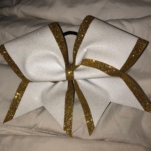 gold and white cheer bow